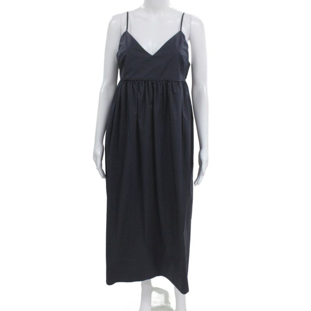 Jenni Kayne Womens Dark Blue Sleeveless V-Neck Maxi Slip Dress Size S
